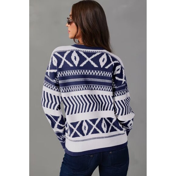 Women's Knit Crewneck Sweater Large Fall Casual Chic Cozy Pullover - Picture 2 of 5